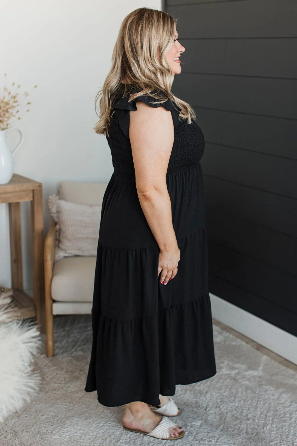Unbelievably Blissful Midi Dress- Black