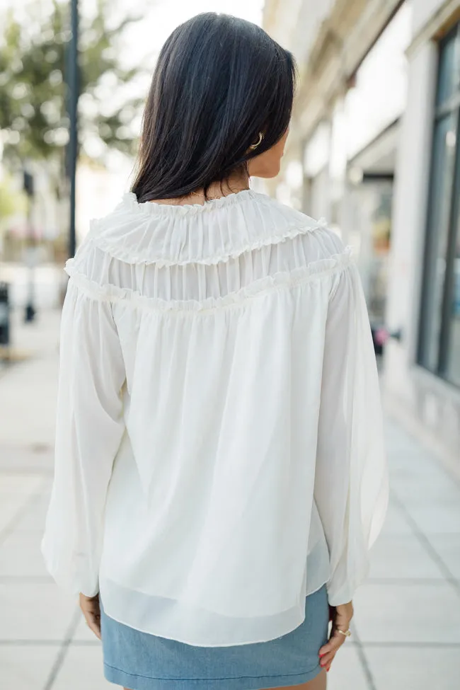 Unwavering Love Cream Shirred Shoulder Detail Blouse FINAL SALE