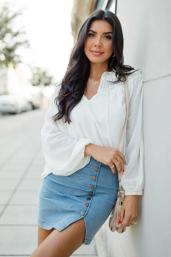 Unwavering Love Cream Shirred Shoulder Detail Blouse FINAL SALE
