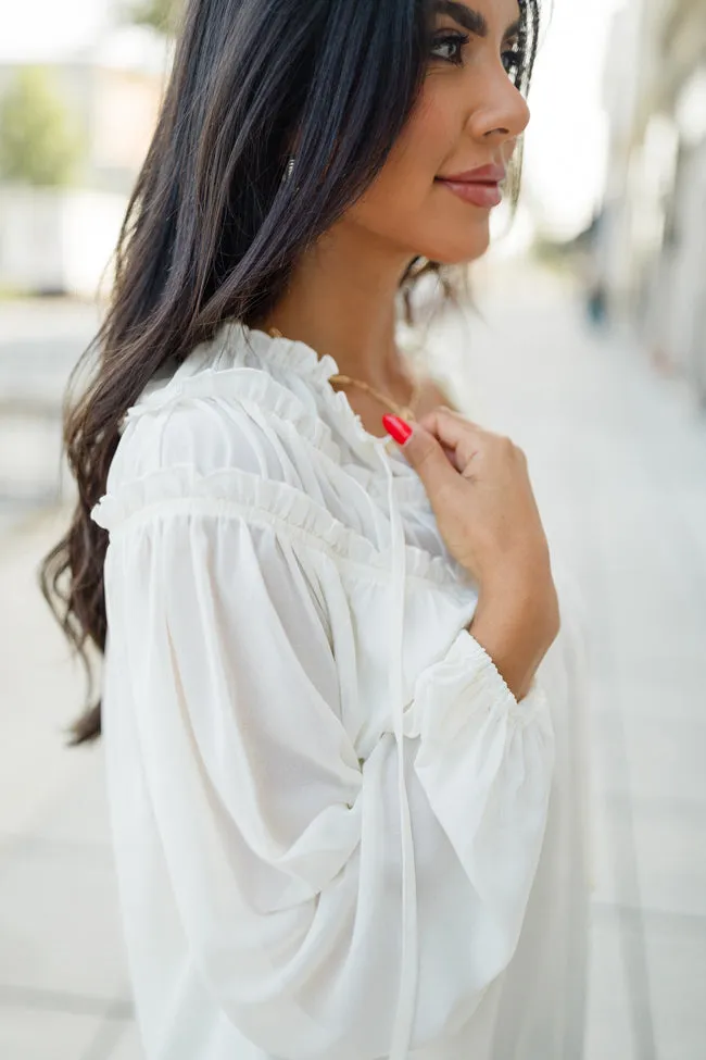 Unwavering Love Cream Shirred Shoulder Detail Blouse FINAL SALE