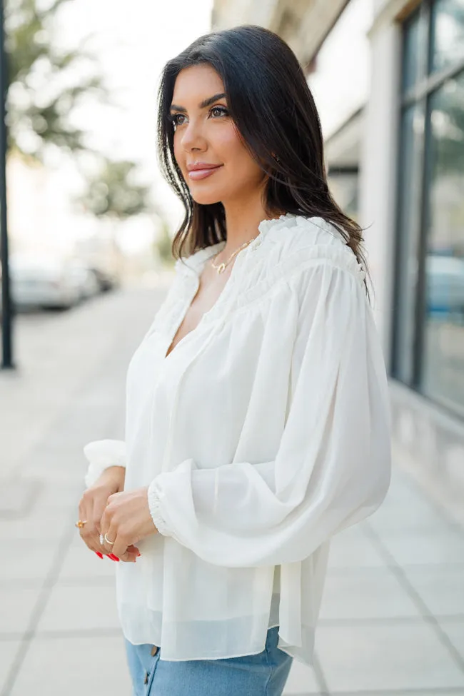 Unwavering Love Cream Shirred Shoulder Detail Blouse FINAL SALE