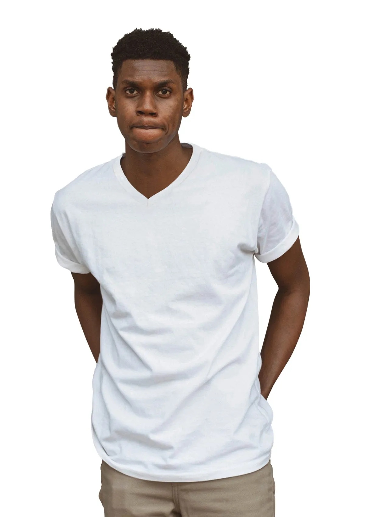 V-Neck Airlume Cotton T-Shirt 3-Pack Bundle