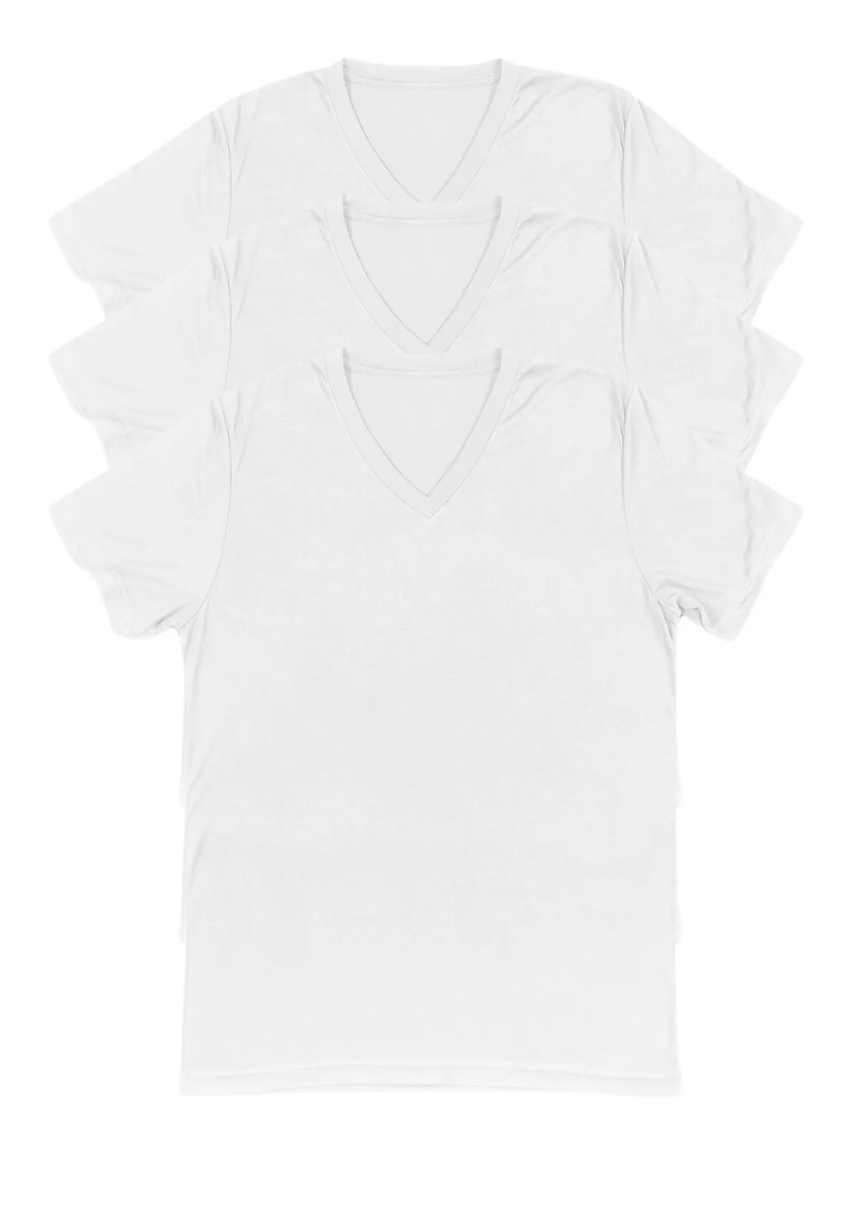 V-Neck Airlume Cotton T-Shirt 3-Pack Bundle