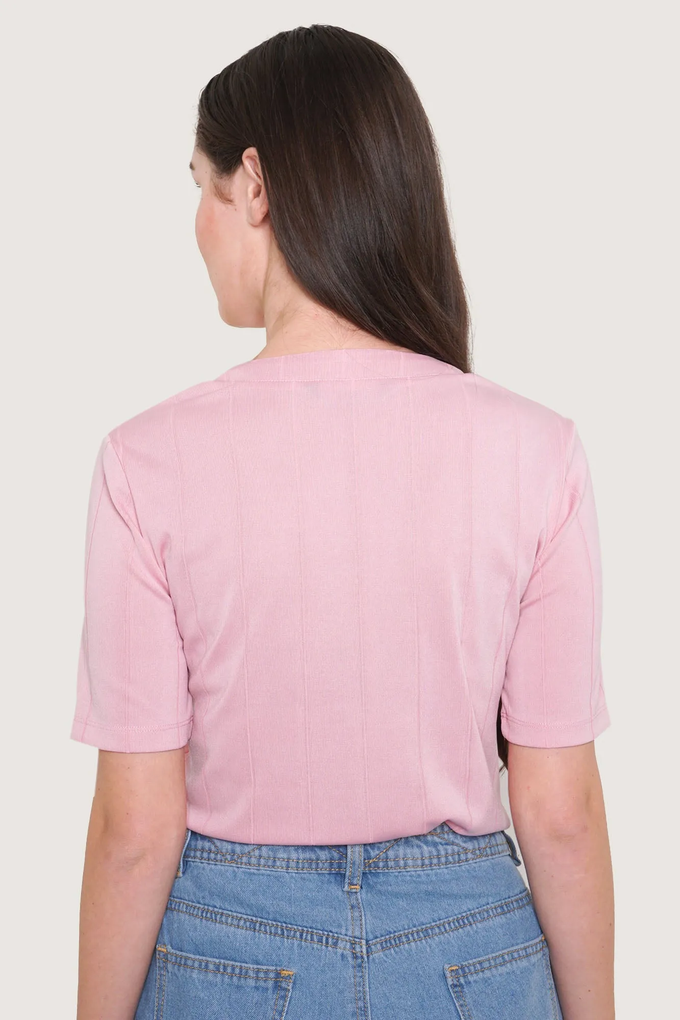 V-Neck Button Down Tee