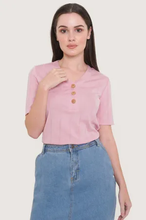 V-Neck Button Down Tee