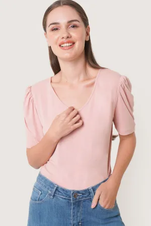 V-Neck Puff Sleeve Tee