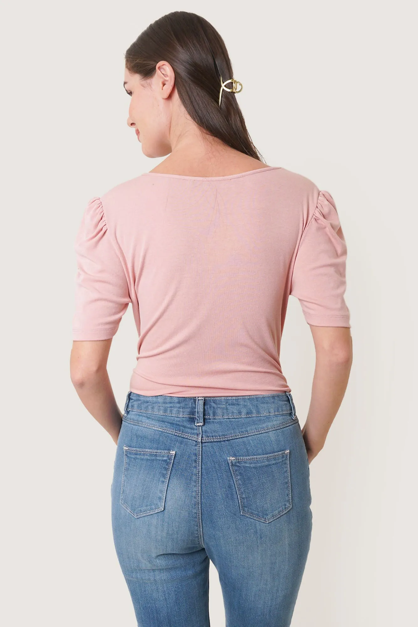 V-Neck Puff Sleeve Tee