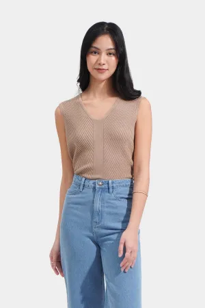 V-Neck Ribbed Top