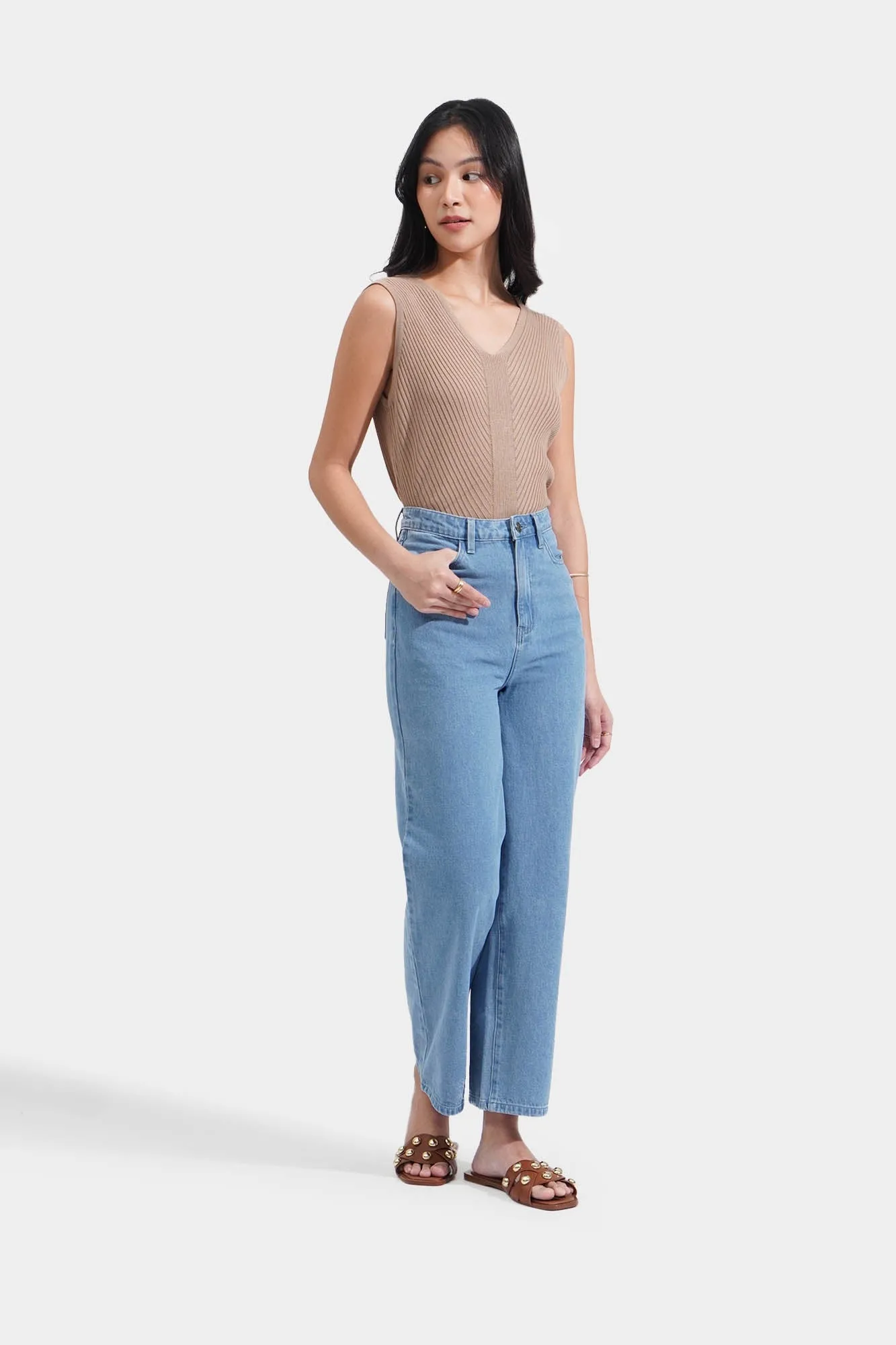 V-Neck Ribbed Top
