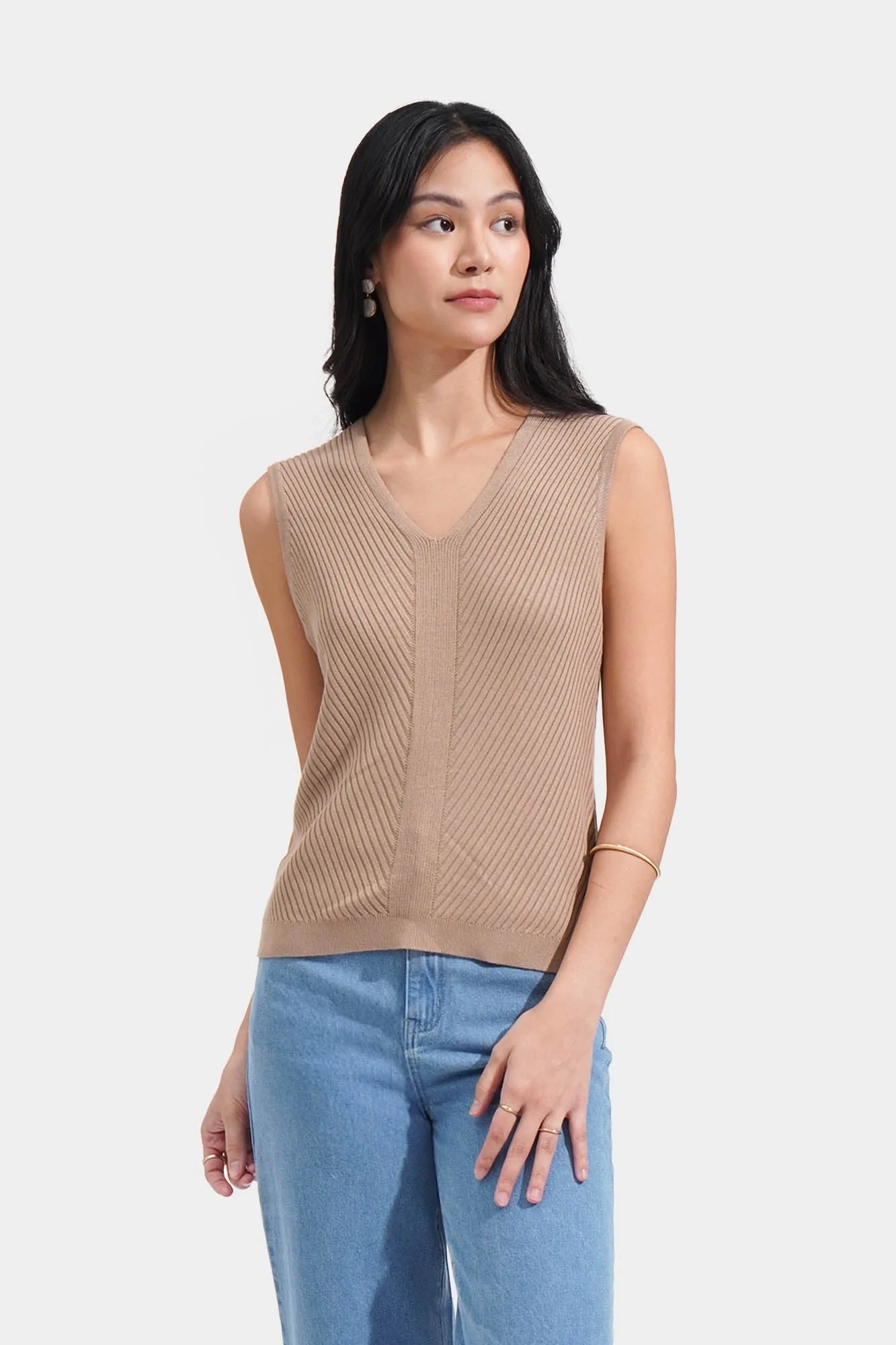 V-Neck Ribbed Top