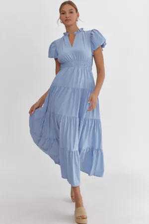 V-neck Tiered Midi Dress