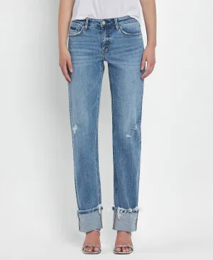 VERVET MID RISE CUFFED STRAIGHT JEANS