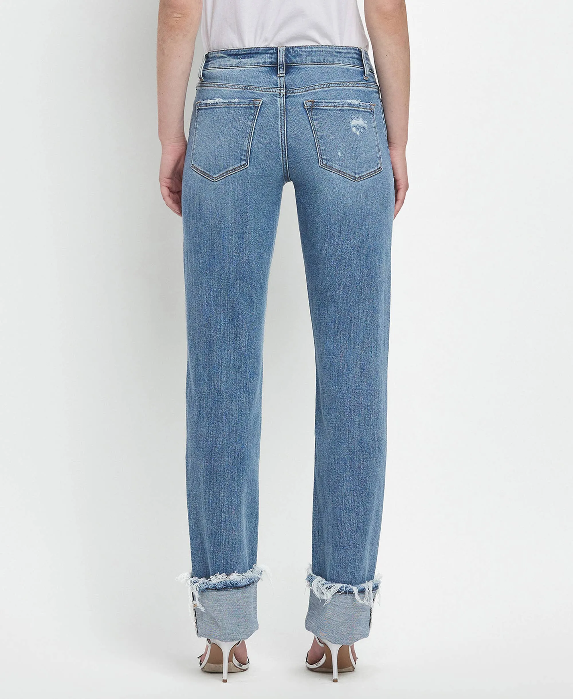 VERVET MID RISE CUFFED STRAIGHT JEANS