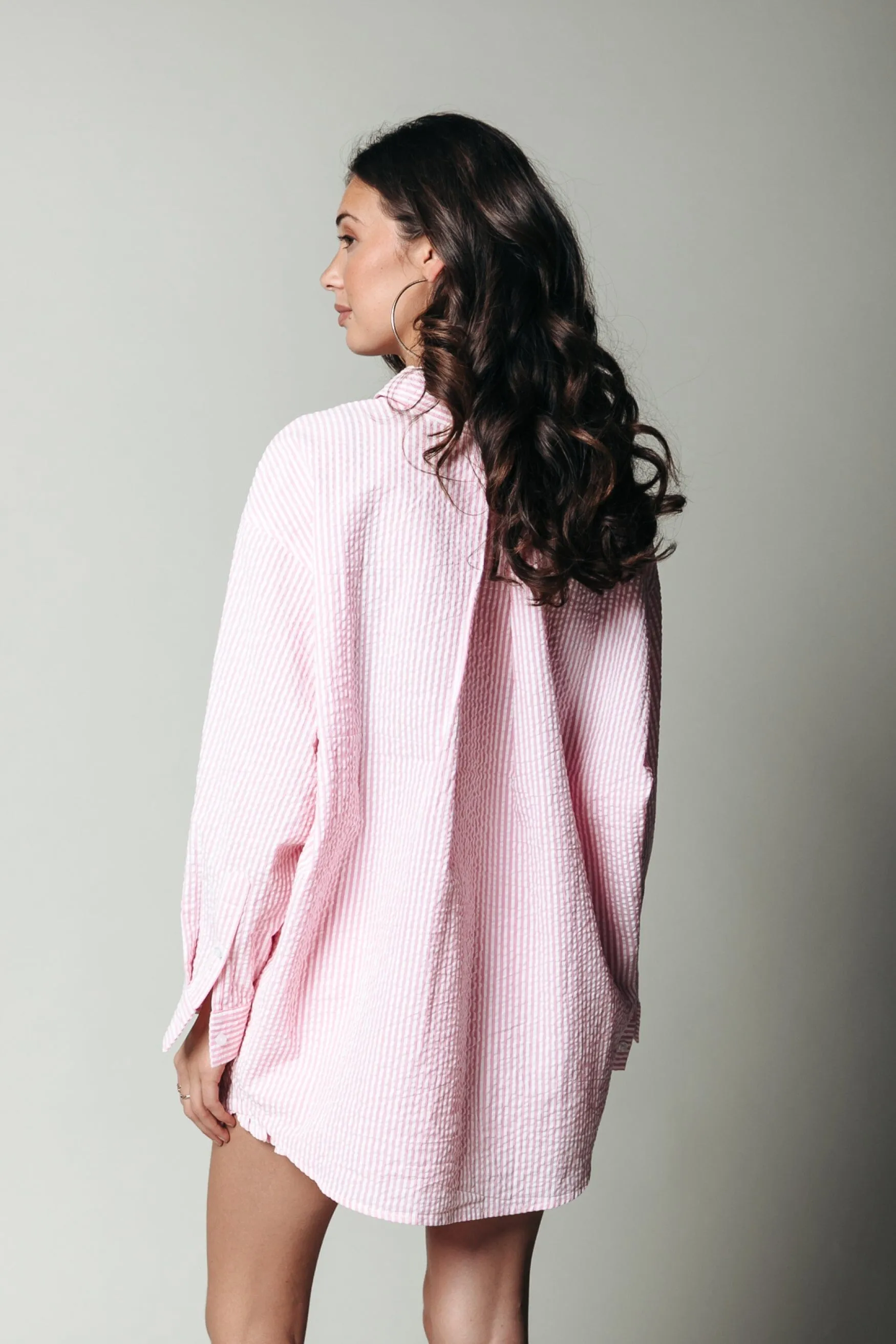 Vicky Striped Blouse | Bright pink