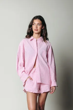 Vicky Striped Blouse | Bright pink