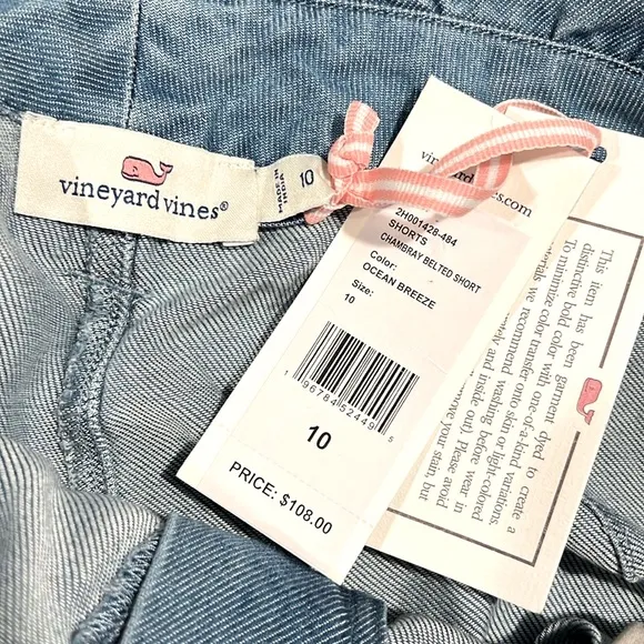Vineyard Vines Chambray Belted Shorts