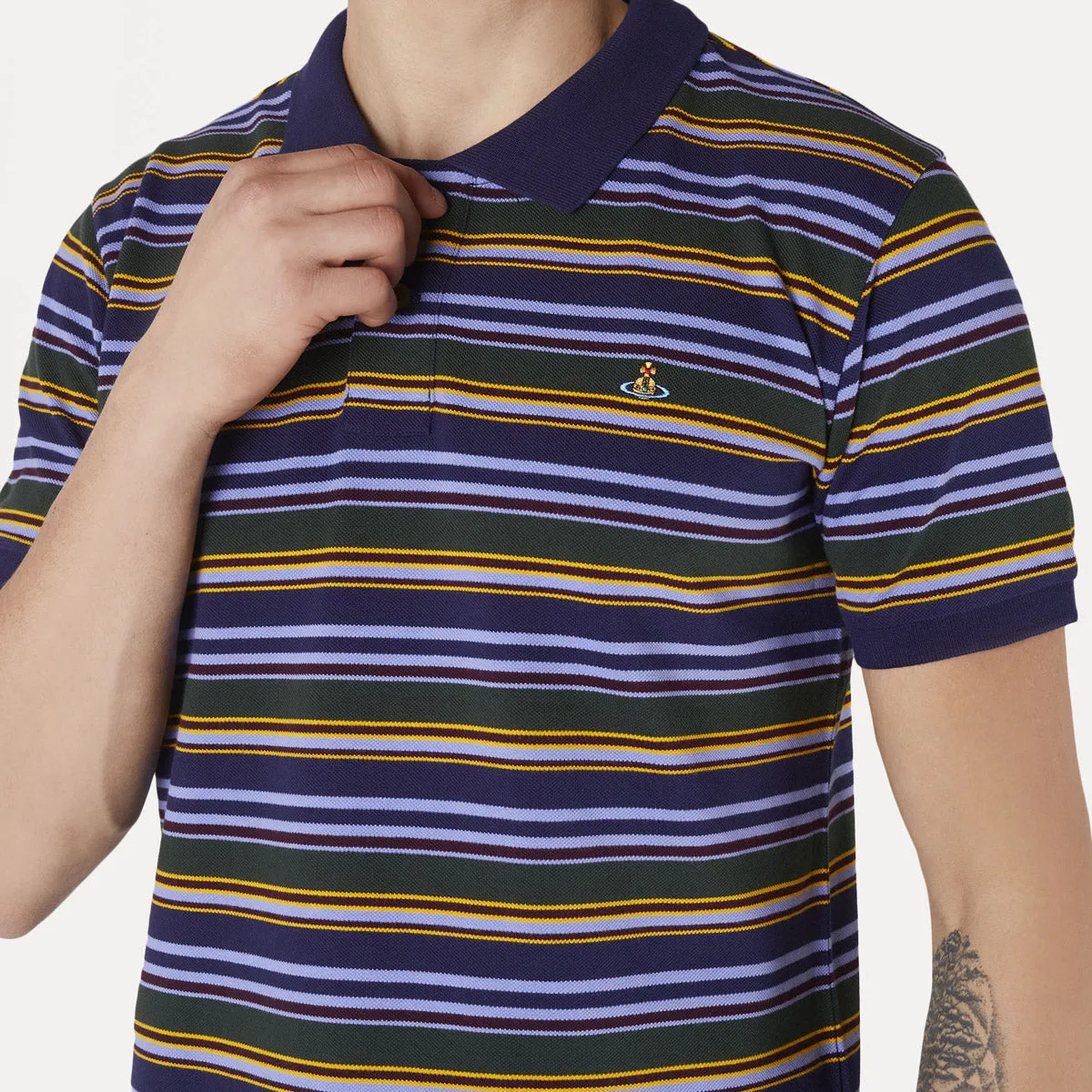 Vivienne Westwood - Striped Polo in Navy Green