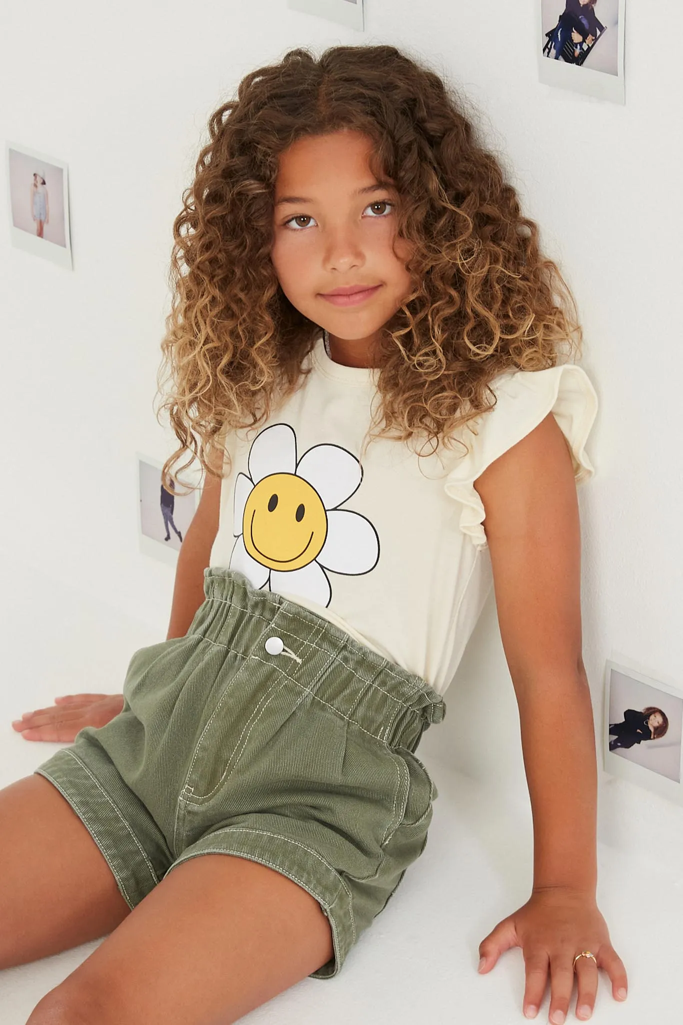 Washed Stitch Colored Denim Paperbag Shorts