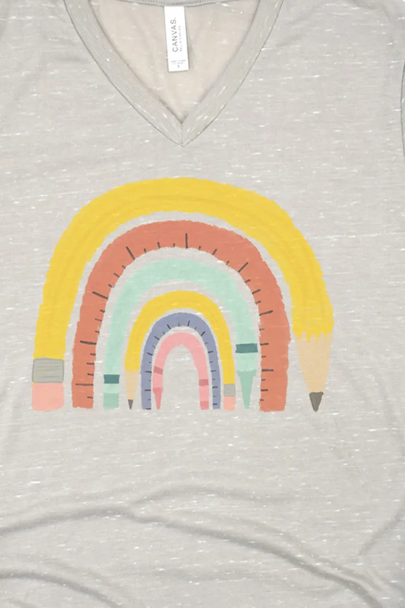 Watercolor Pencil Rainbow Unisex V-Neck Tee