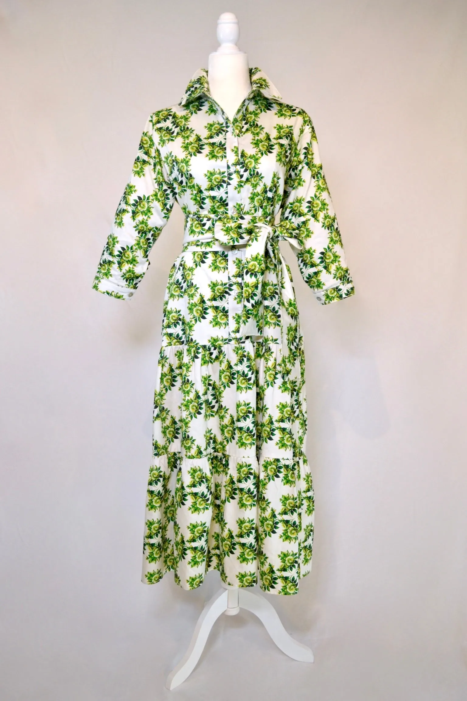 Waverly Tiered in Green and White Camellia