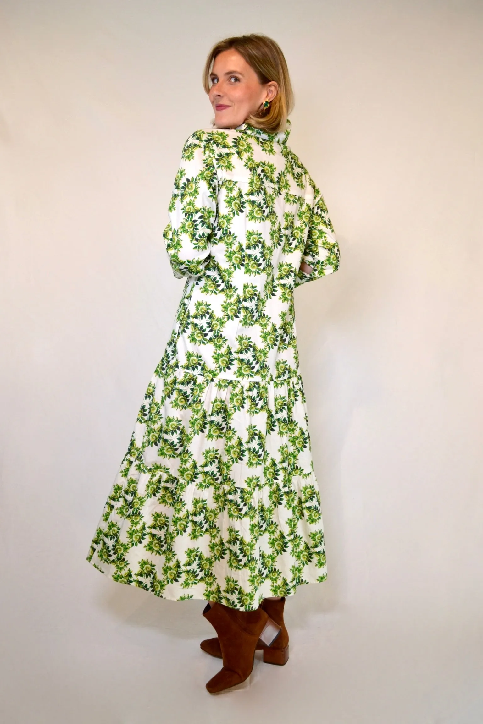 Waverly Tiered in Green and White Camellia