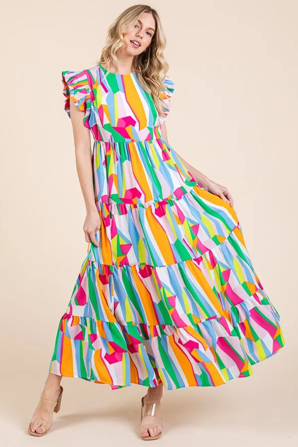 Waves of Watercolor Midi Dress