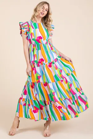 Waves of Watercolor Midi Dress