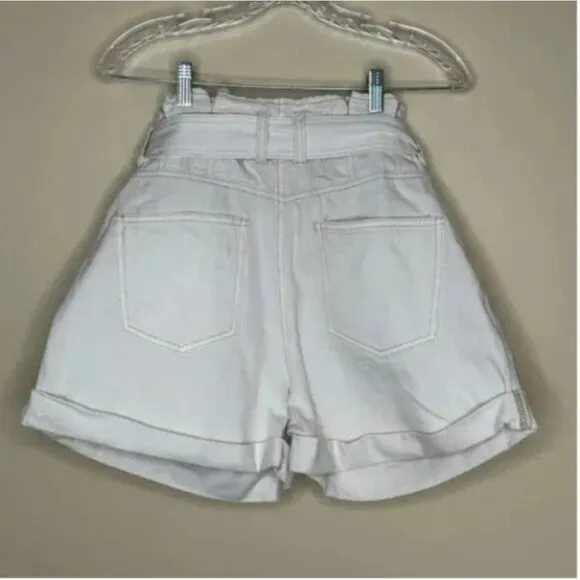 We The Free Nova Denim Paperbag Boho Shorts Belted Plume Cream Size Small