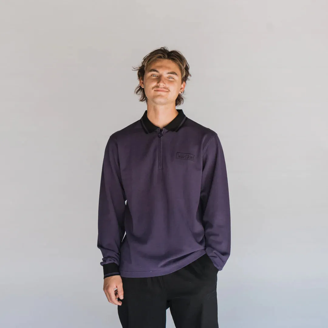 Welcome Parliament L/S Pique Zip Polo Eggplant