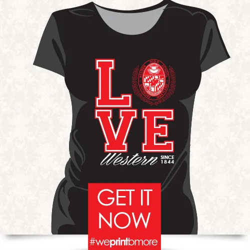 WESTERN HS | LOVE LOGO Black Ladies Tees