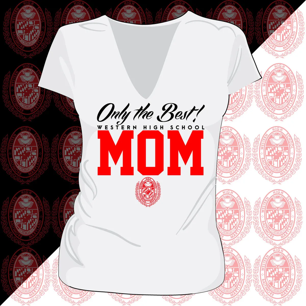 WESTERN HS | Only The Best MOM  | White Vneck-Ladies Tees (J)