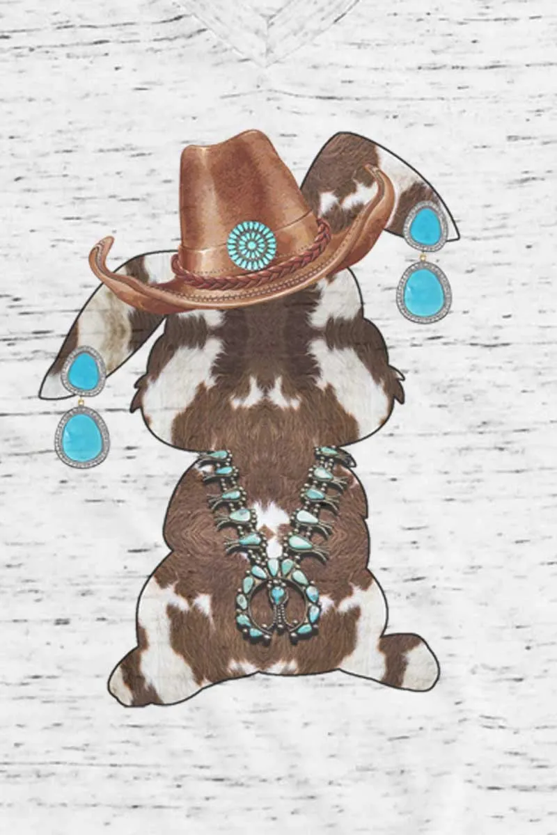 Western Rabbit Cowhide Unisex V-Neck Tee