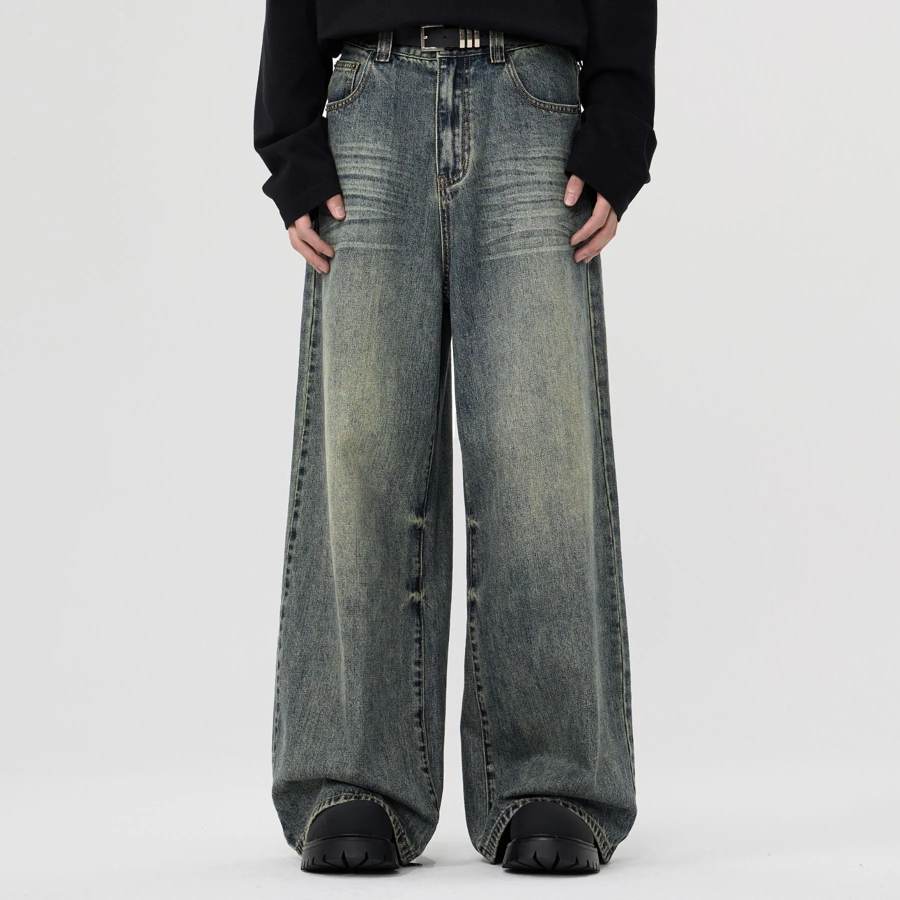 Whiskers Faded Straight Leg Jeans