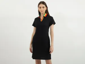Women Solid Polo Neck Dress