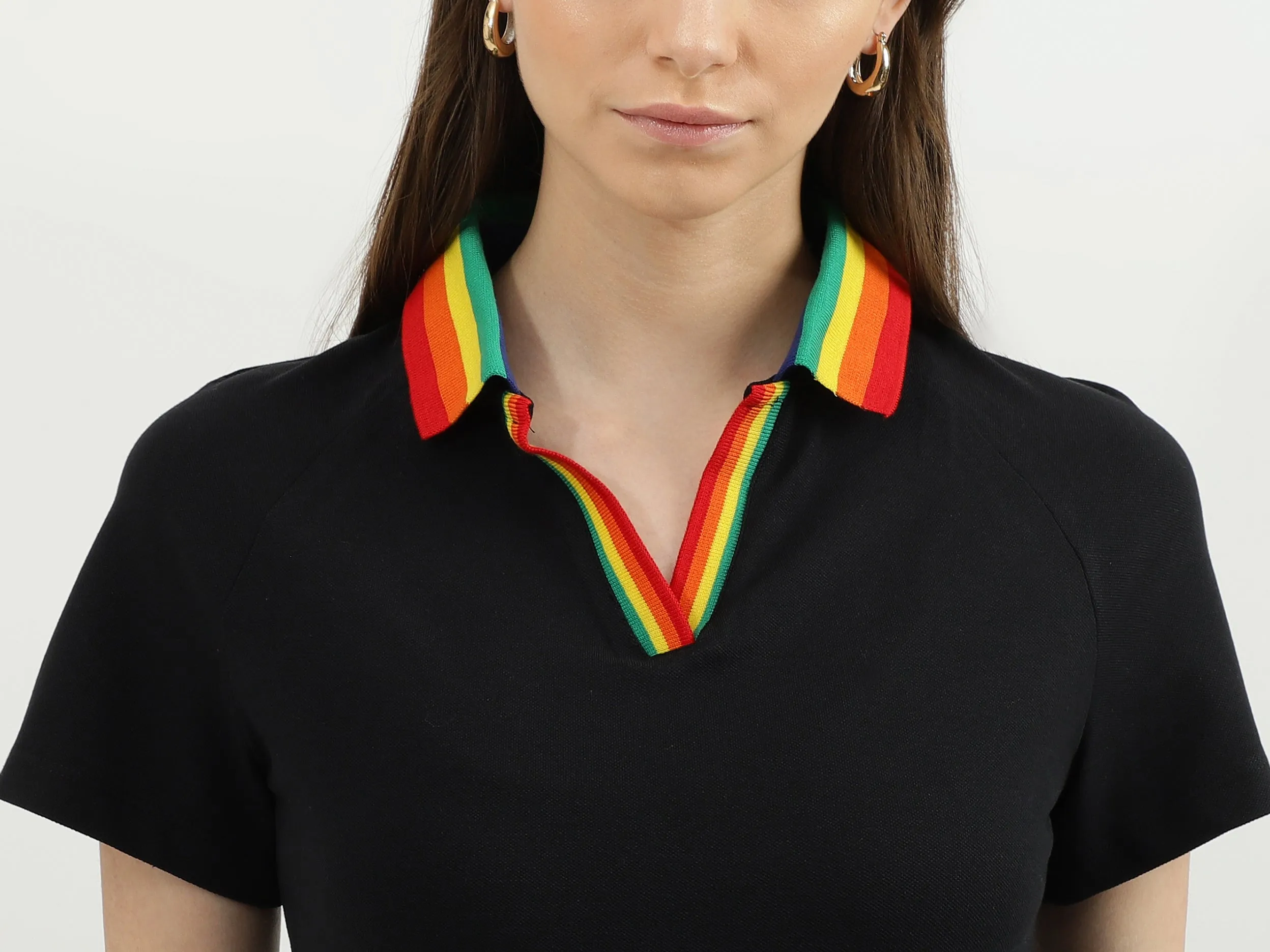 Women Solid Polo Neck Dress
