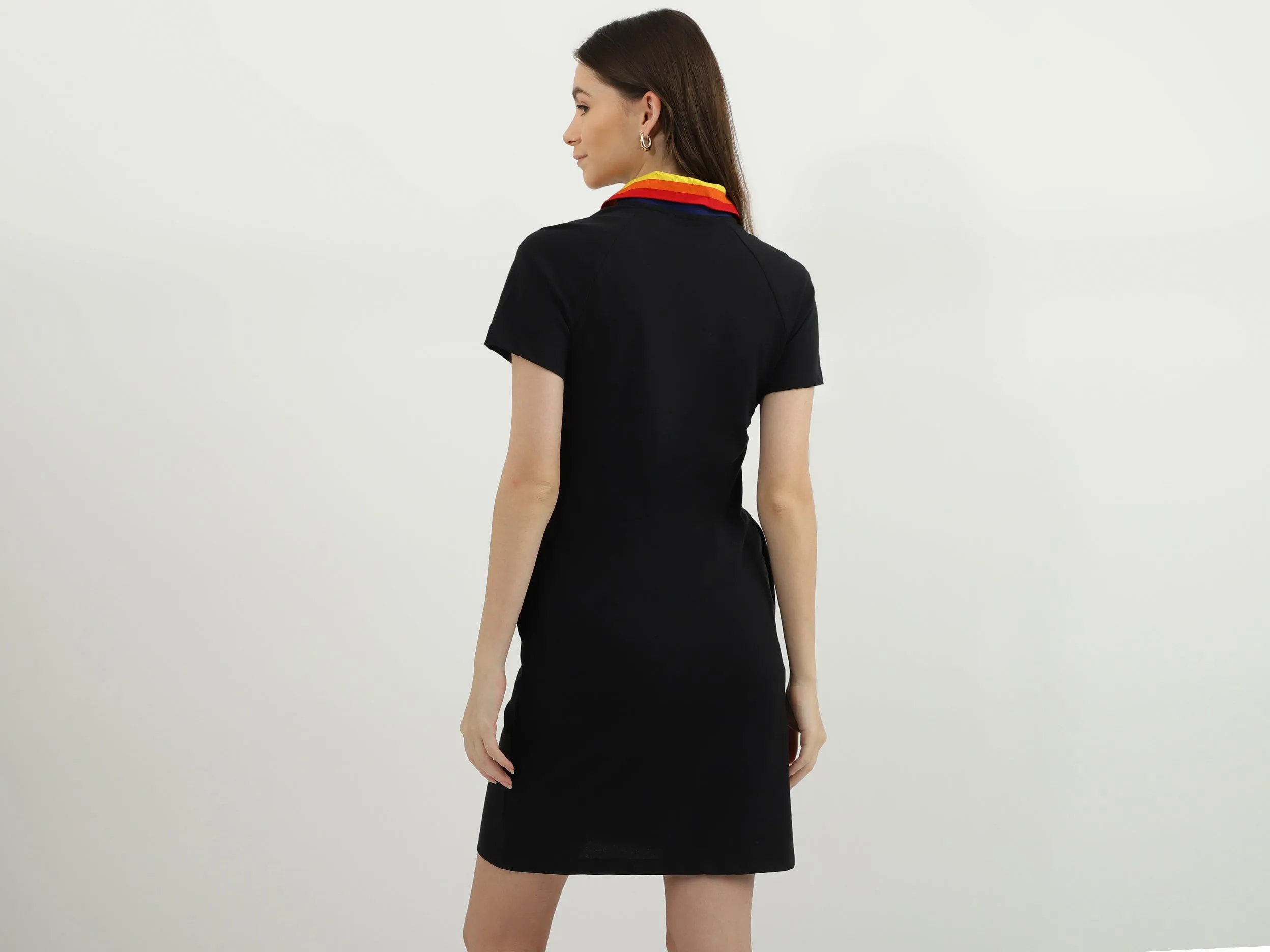 Women Solid Polo Neck Dress