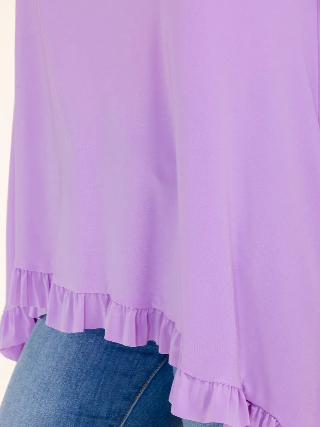 WOMEN'S 3/4 SLEEVES RUFFLE BOTTOM HEM TUNIC HIGH-LOW TOP
