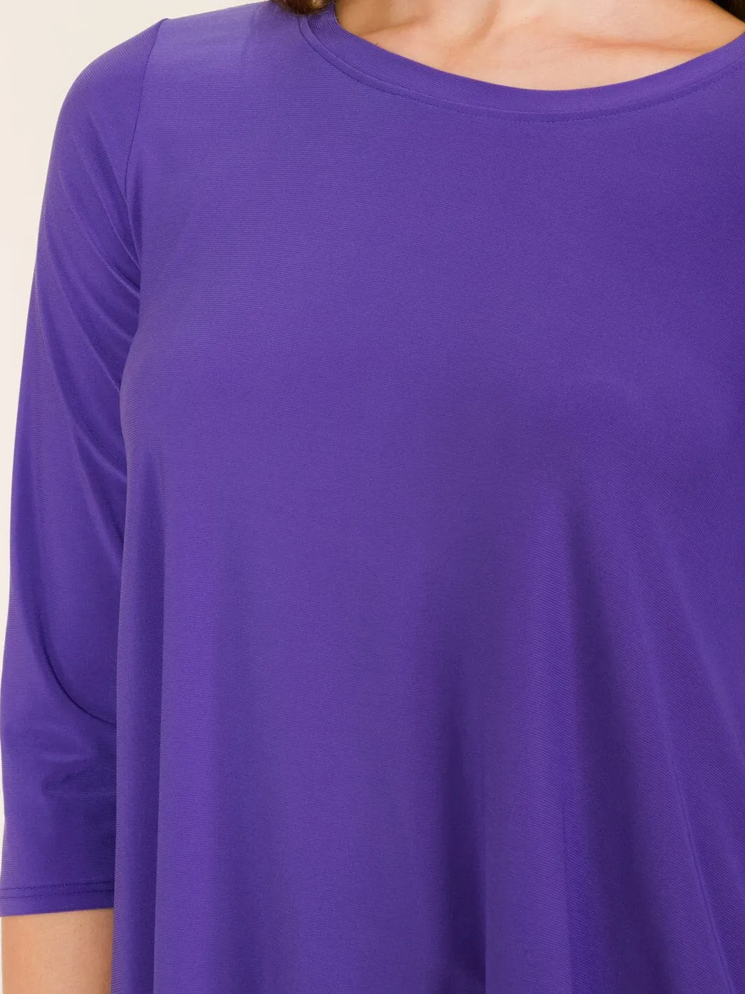 WOMEN'S 3/4 SLEEVES RUFFLE BOTTOM HEM TUNIC HIGH-LOW TOP