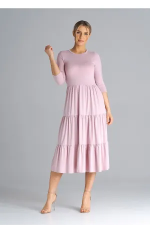 Women’s Day dress – Polyester Blend Casual Long Sleeve Tiered Midi Dress