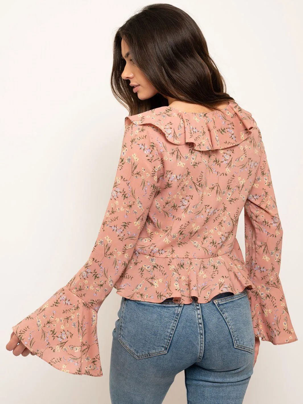 WOMEN'S FLORAL LONG SLEEVE TOP
