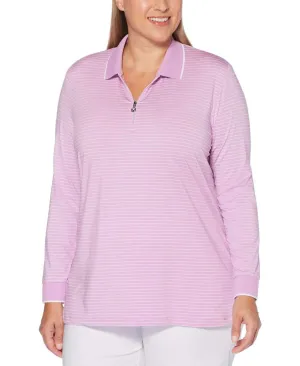 Womens Plus Stripe Polo