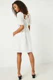 Womens Textured Bow Back Square Neck Dress
