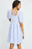 Womens Textured Bow Back Square Neck Dress