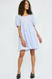 Womens Textured Bow Back Square Neck Dress