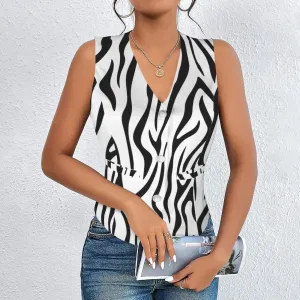 Women's V-Neck Sleeveless Button Pocket Vest