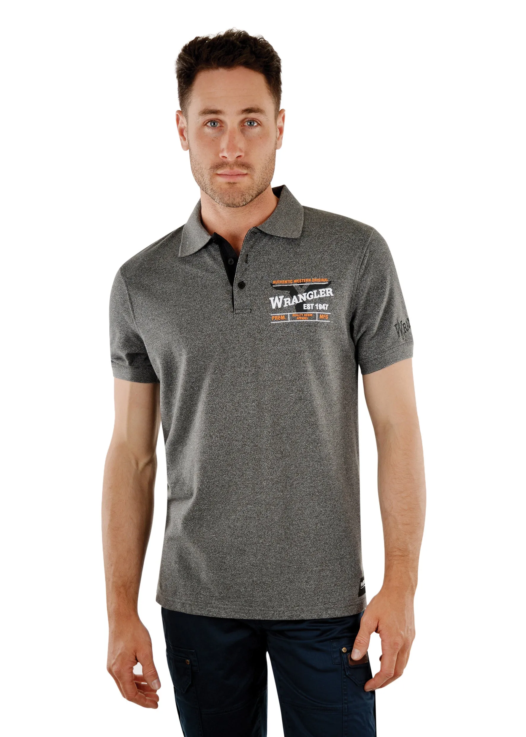 Wrangler Men’s Parkside Short Sleeve Polo - Charcoal Marle