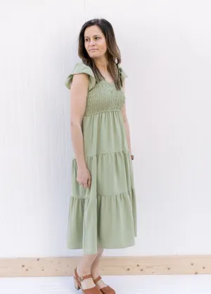 X Basil Smocked Midi Dress