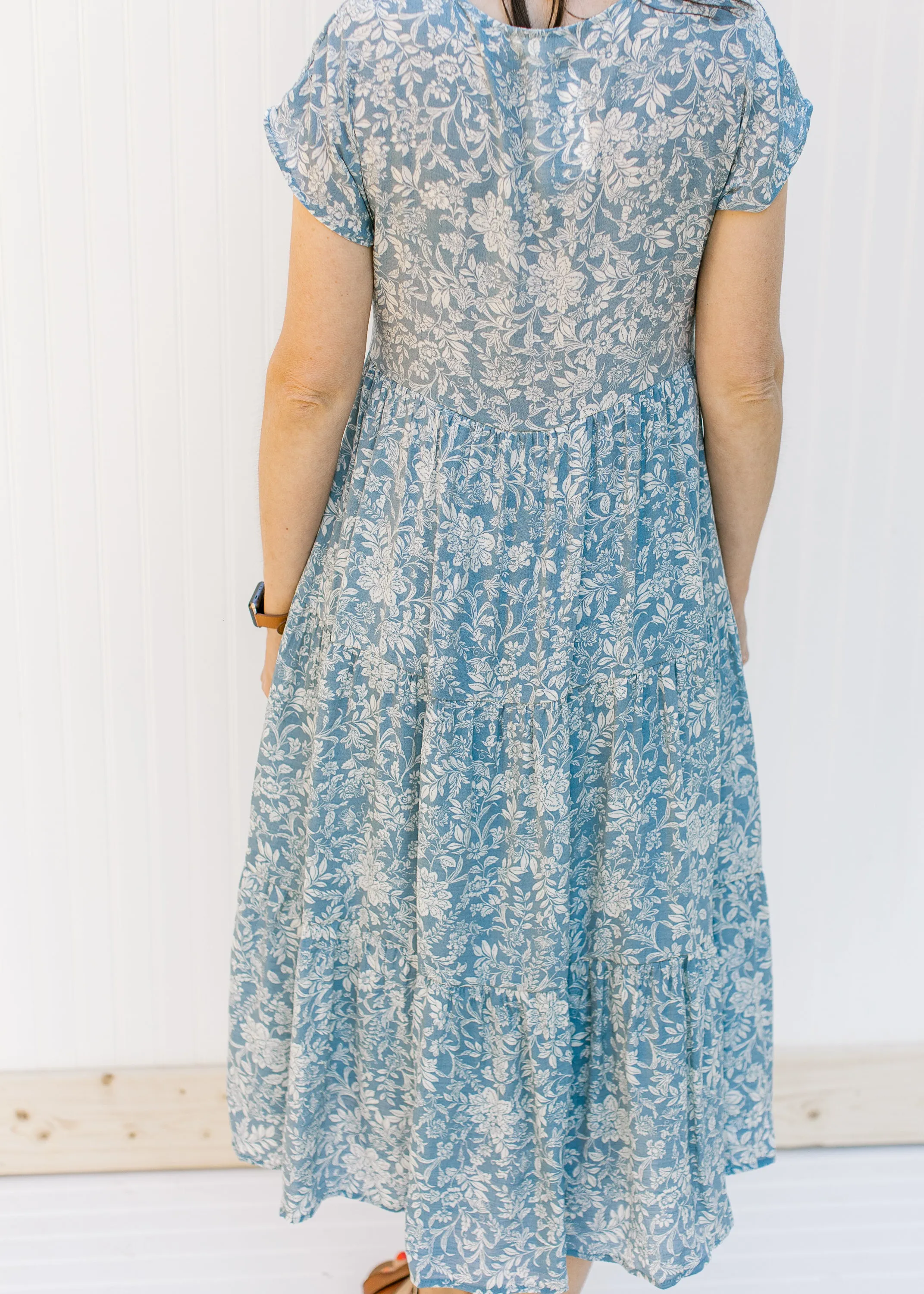 X Ivory on Blue Floral Dress