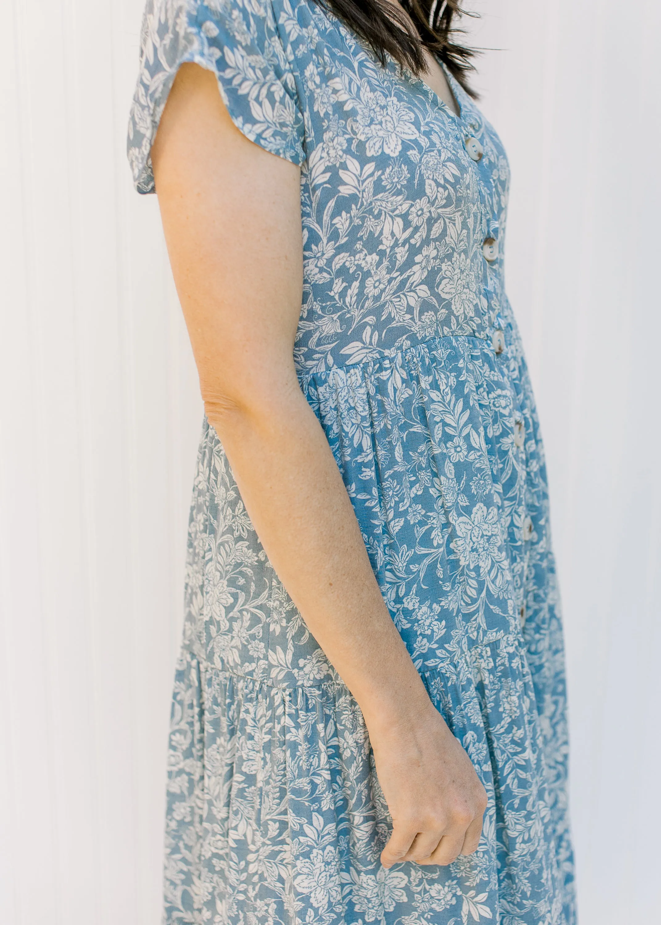 X Ivory on Blue Floral Dress