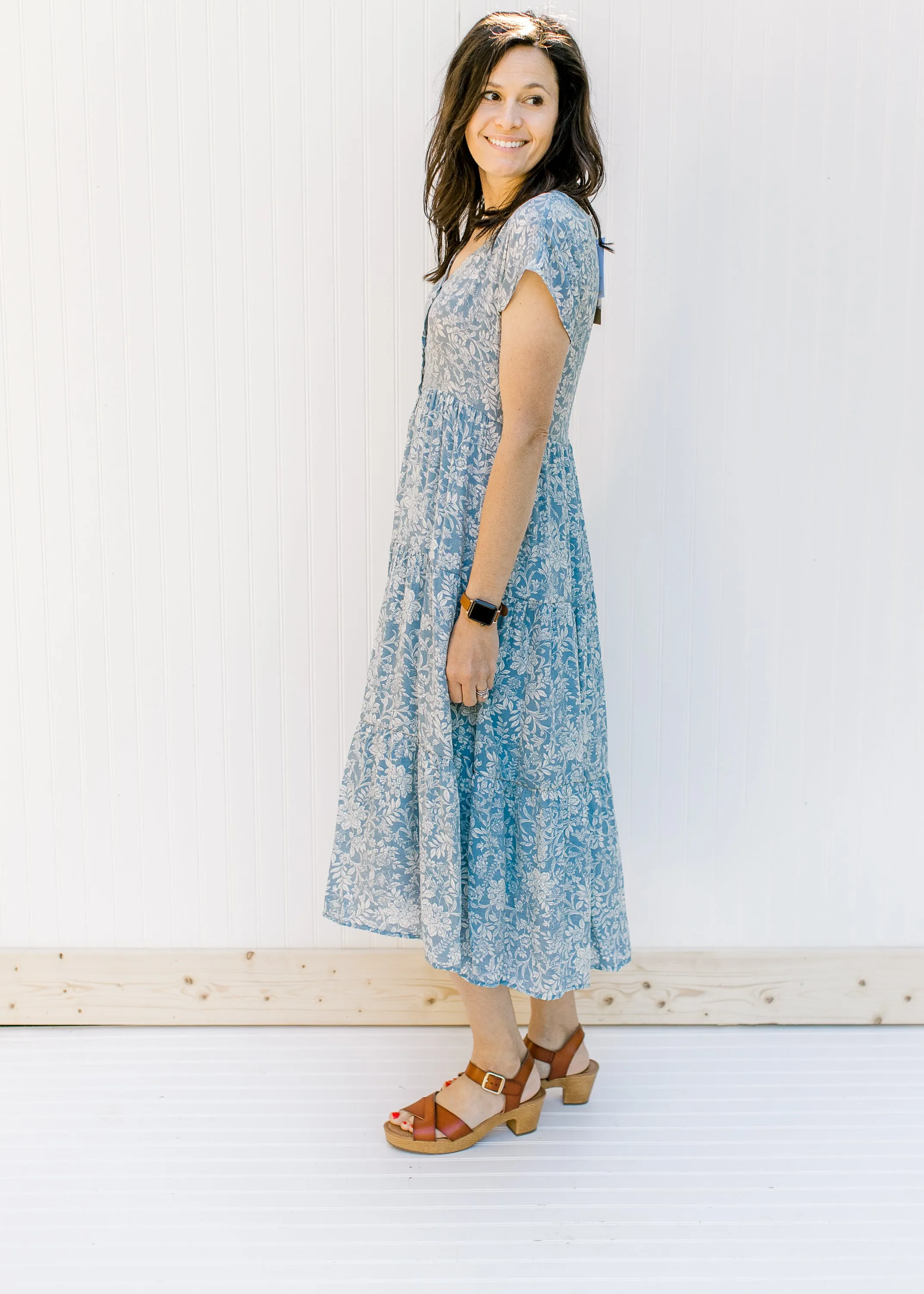 X Ivory on Blue Floral Dress